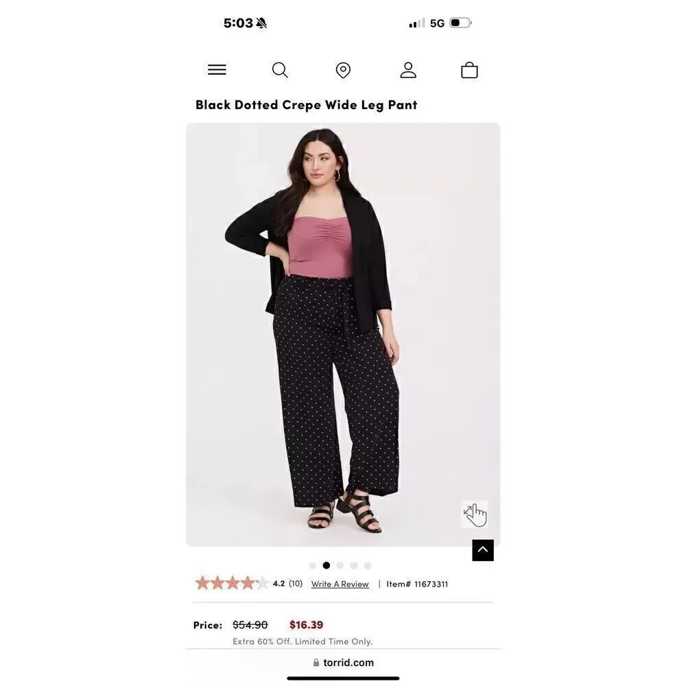 Torrid Black Crepe Polka Dotted Wide Leg Pants - Women’s US 18